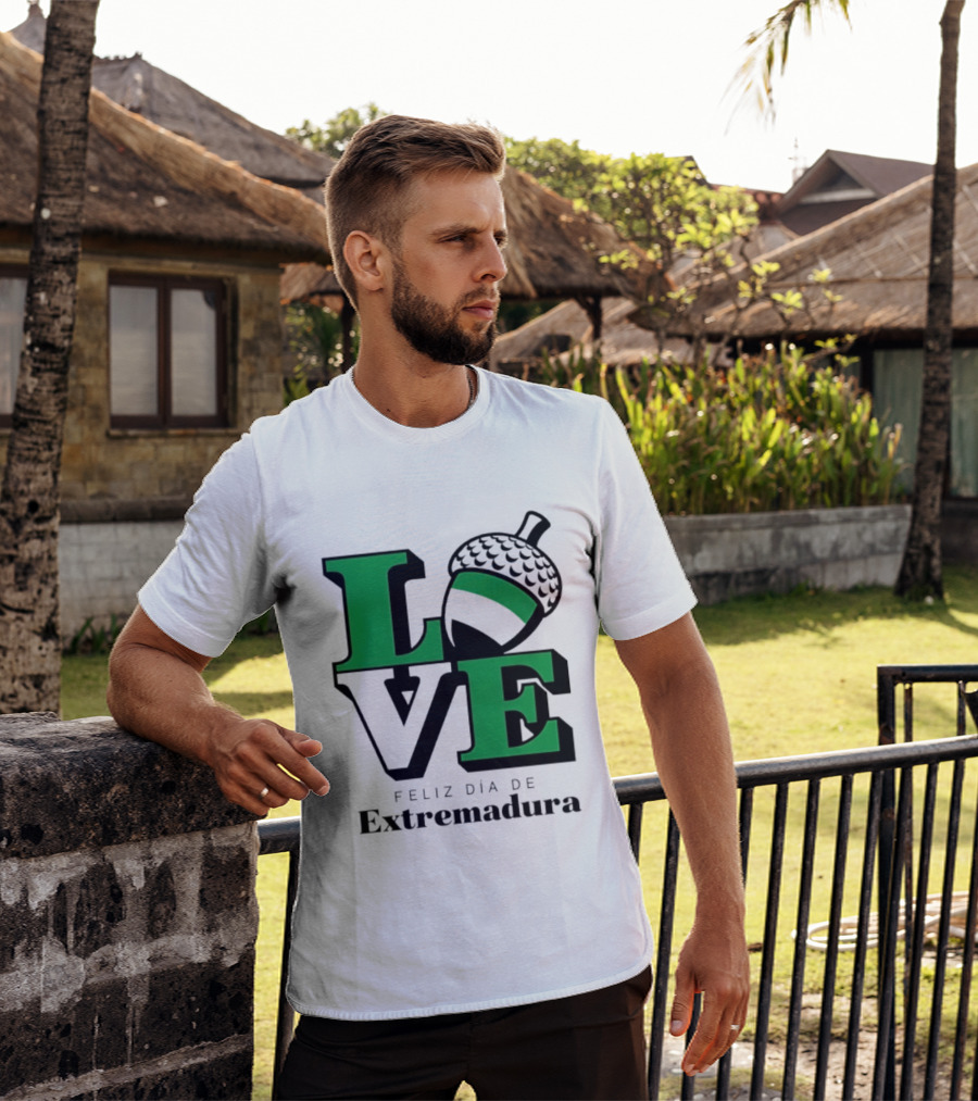Love Feliz Día De Extremadura Acorn Icon Spain Celebration T-Shirt