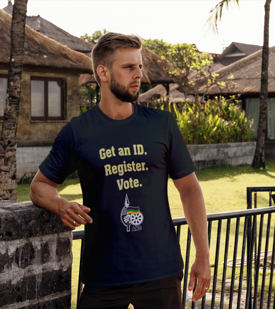 ANC Get An ID Register Vote Encouragement With Iconic Spear And Wheel T-Shirt