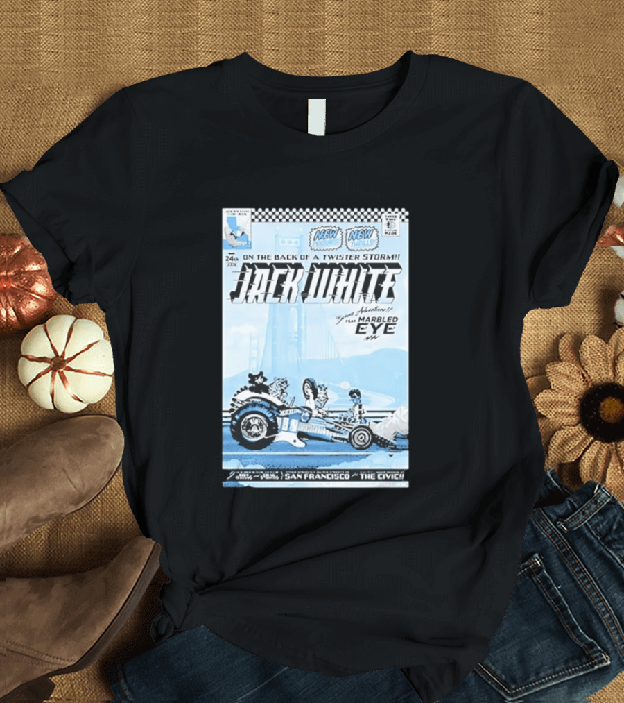 Jack White Twister Storm SF Comic Book Adventure Featuring Marbled Eye San Francisco The Civic T-Shirt
