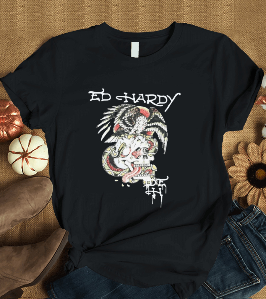 Ed Hardy Skull Eagle Rhinestone Y2K Fashion T-Shirt