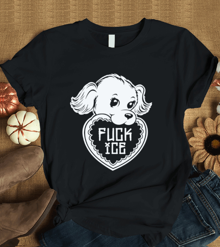 Fuck Ice Puppy Heart Protest Activism Dog T-Shirt