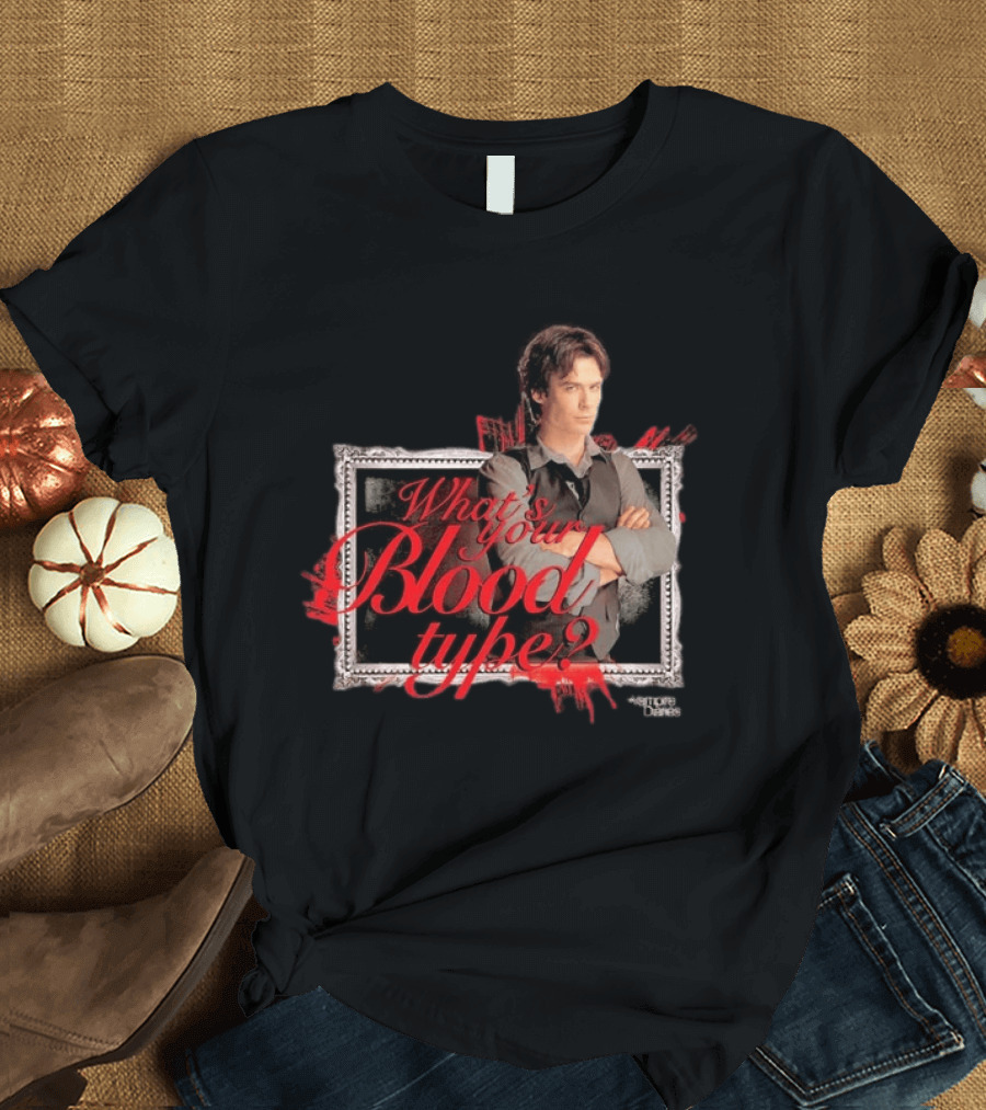 The Vampire Diaries Damon Salvatore What's Your Blood Type Framed T-Shirt