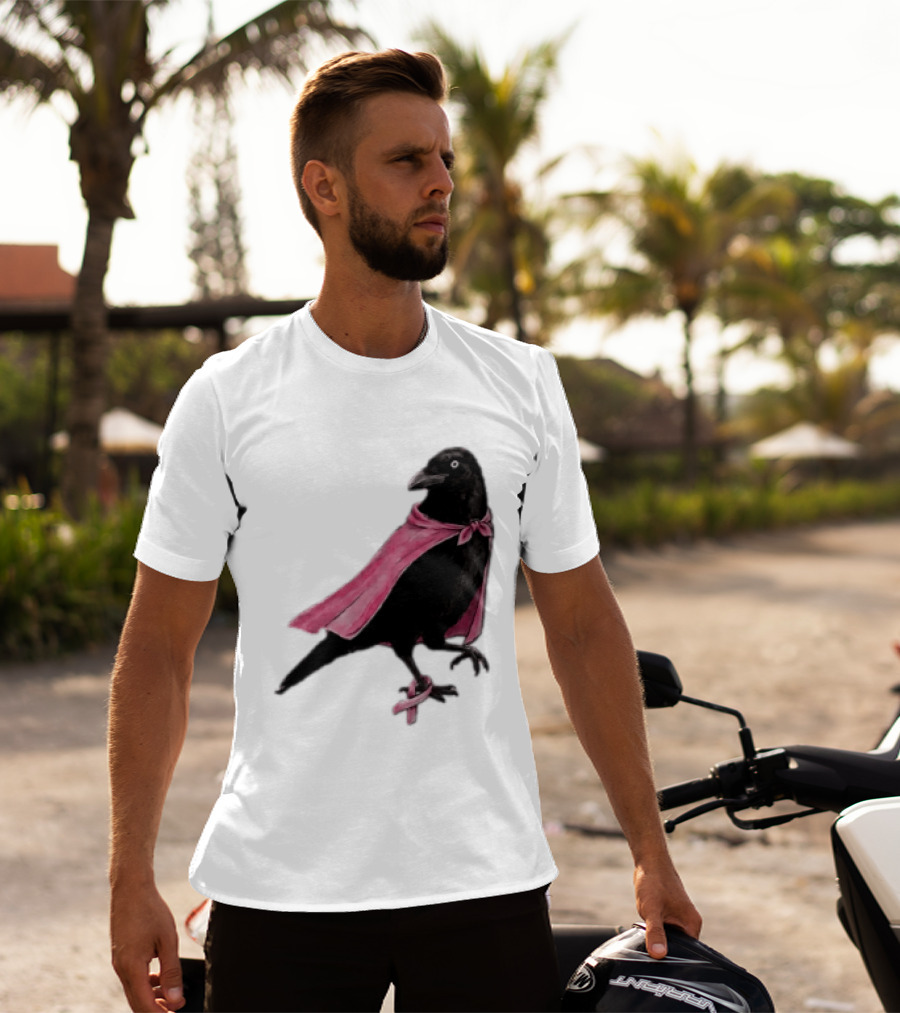 Breast Cancer Awareness Month Pink Ribbon Crow We Wear Pink In October T-Shirt