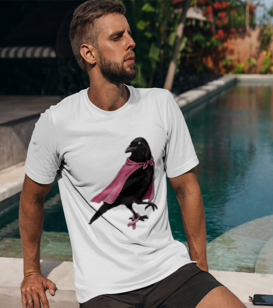 Breast Cancer Awareness Month Pink Ribbon Crow We Wear Pink In October T-Shirt
