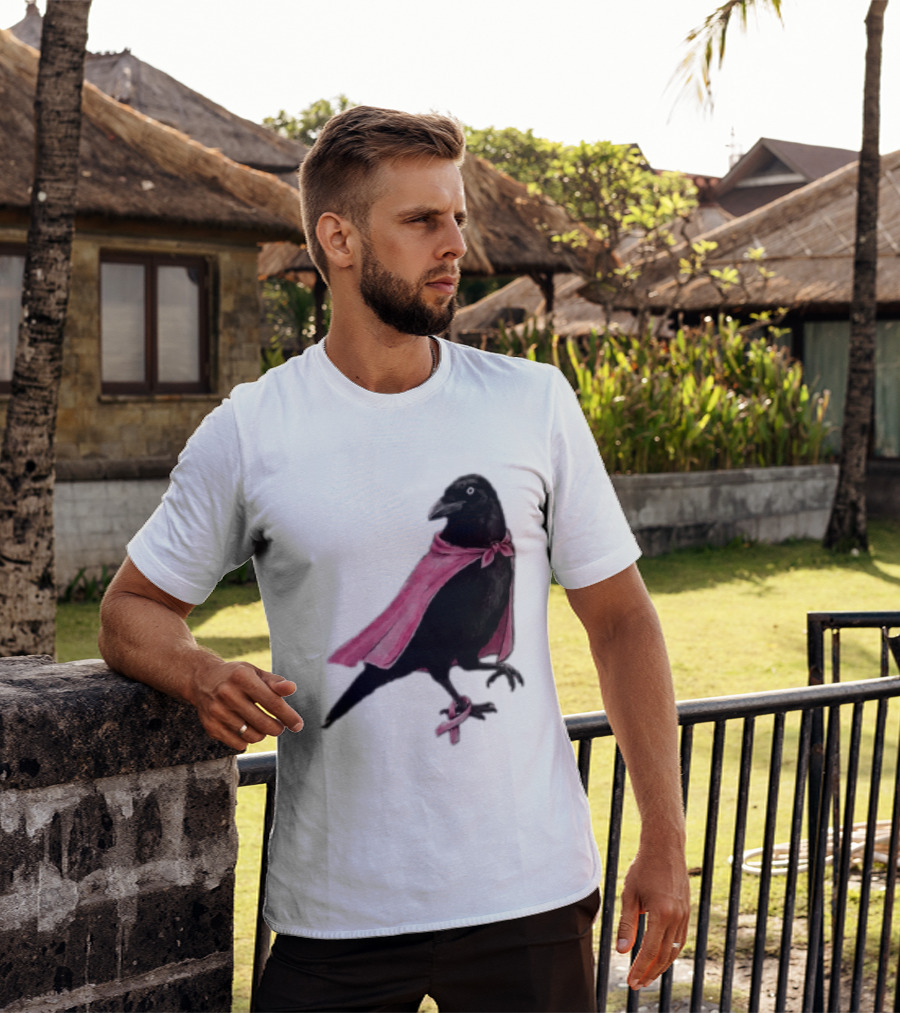Breast Cancer Awareness Month Pink Ribbon Crow We Wear Pink In October T-Shirt