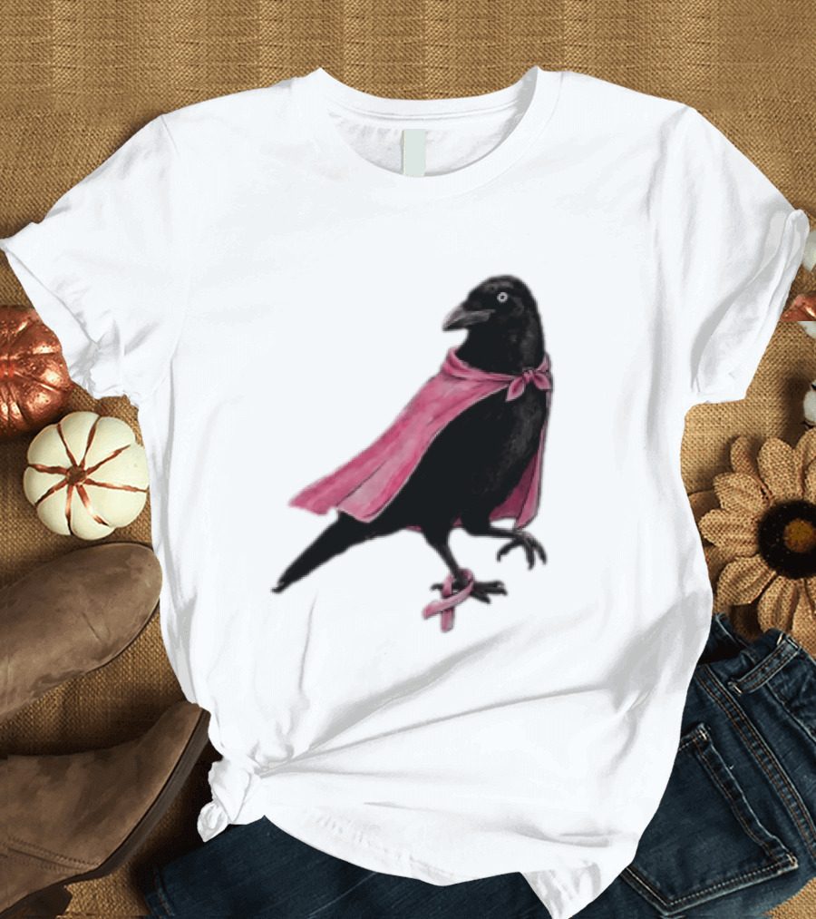 Breast Cancer Awareness Month Pink Ribbon Crow We Wear Pink In October T-Shirt