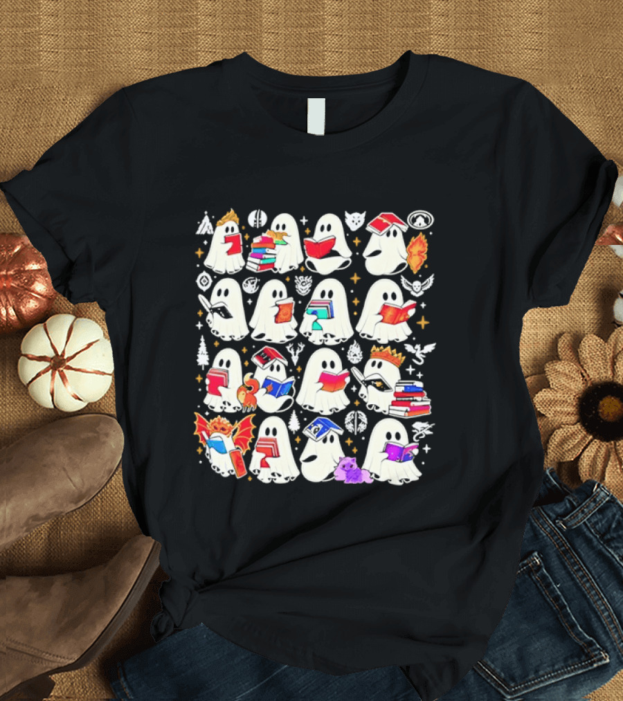 Ghosts Reading Books Halloween Costume Party T-Shirt