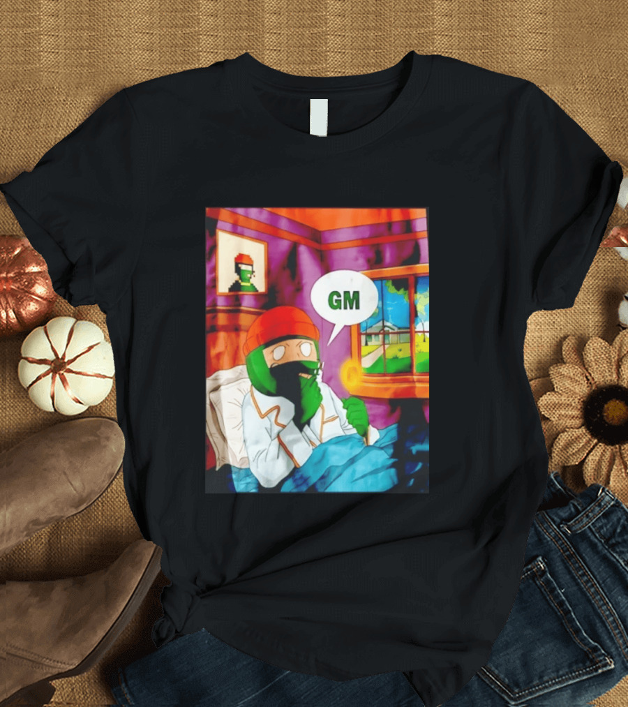 GM Crypto Morning Pepe Bitcoin Meme Blockchain T-Shirt