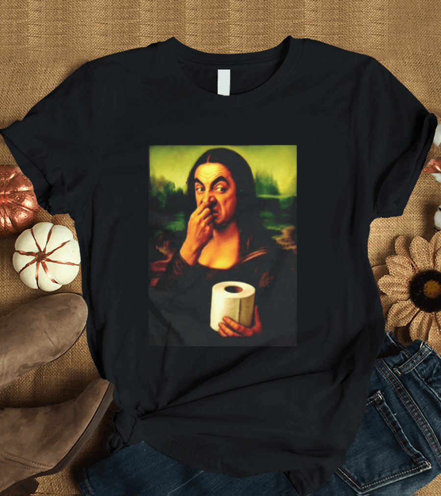 Rowan Atkinson Mona Lisa Nose Picking Toilet Roll Holding T-Shirt