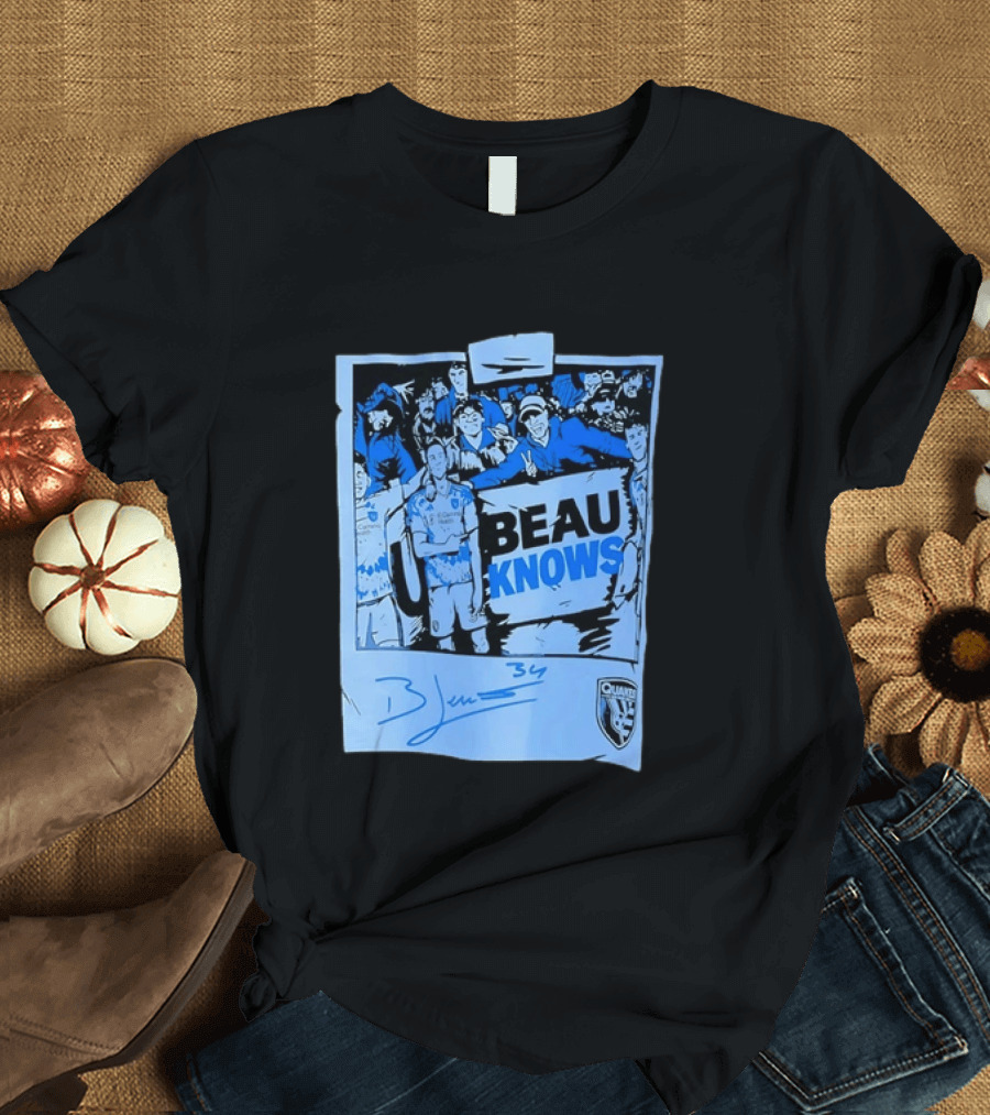 Beau Knows San Jose Earthquakes Soccer Fan Art Blue Signature T-Shirt