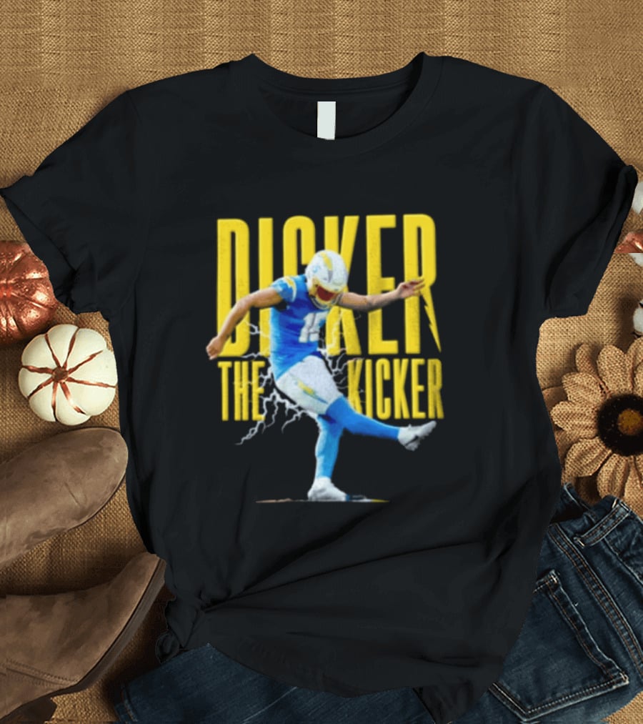 Cameron Dicker The Kicker Football Action Blue And Yellow T-Shirt