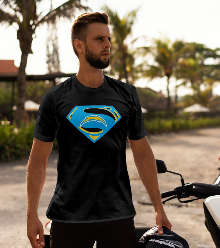 Los Angeles Chargers Superman Logo NFL Football Fan Gear T-Shirt