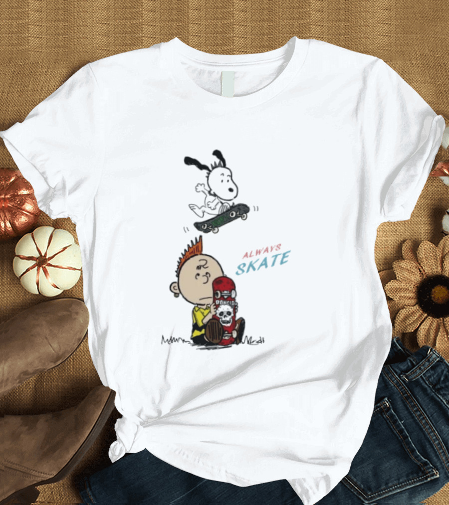 Charlie Brown Snoopy Always Skate NOFX Rancid T-Shirt