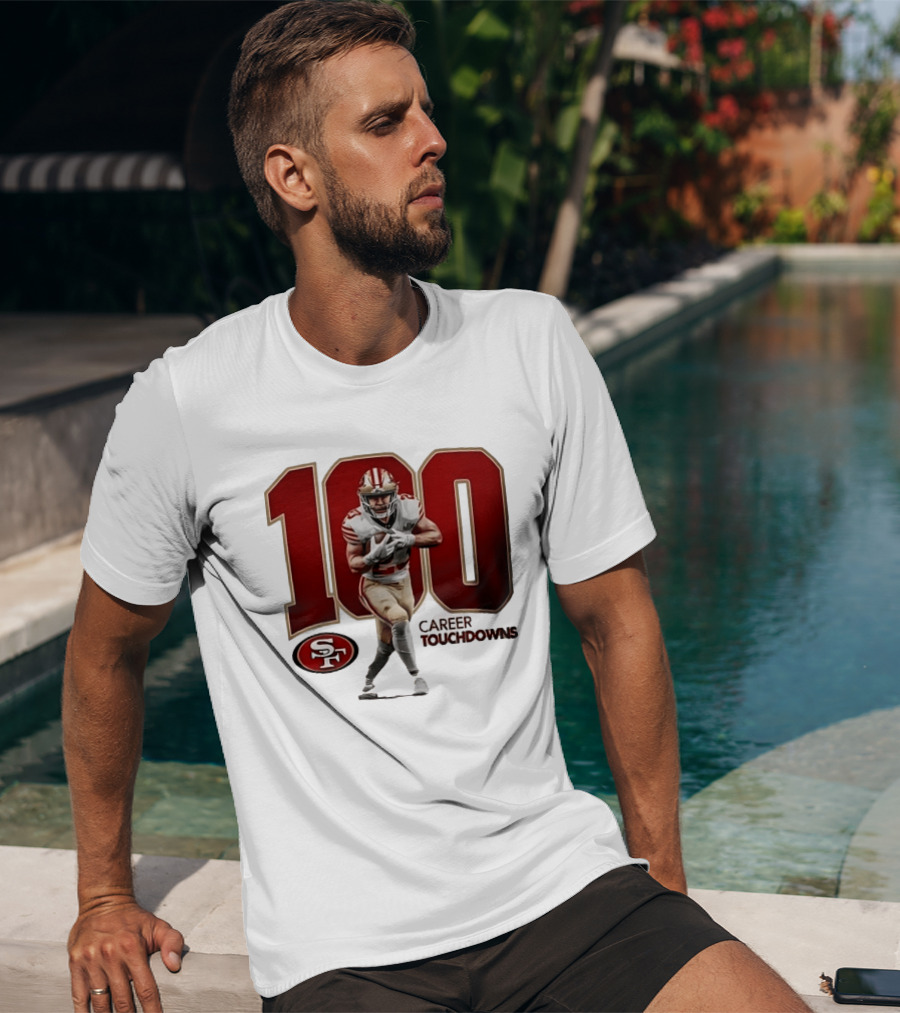 Christian McCaffrey 49ers 100 Career Touchdowns T-Shirt
