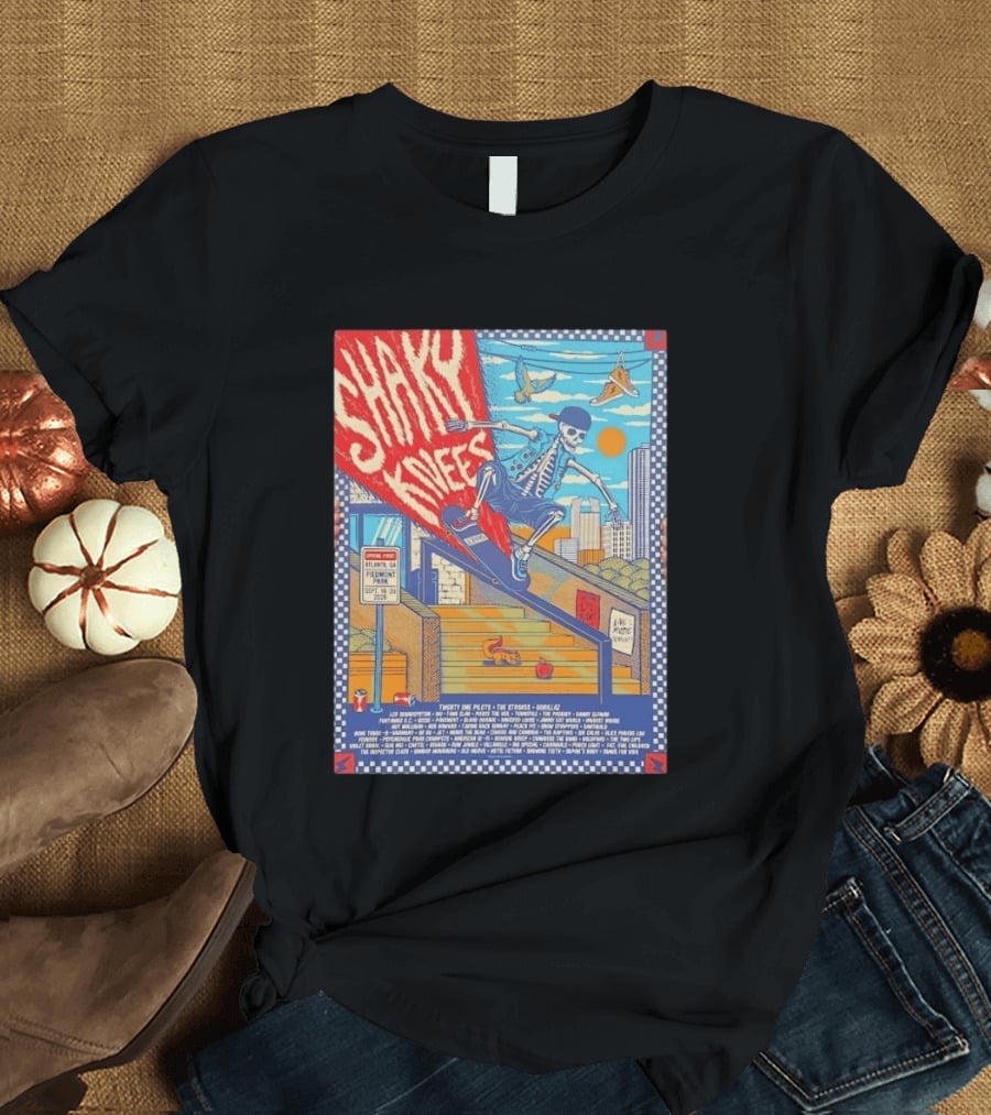 Shaky Knees Music Festival 2026 Atlanta Piedmont Park Lineup Featuring Twenty One Pilots The Strokes Gorillaz T-Shirt