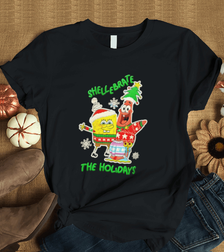 Shellebrate The Holidays With SpongeBob SquarePants And Patrick Star Festive Sweaters T-Shirt