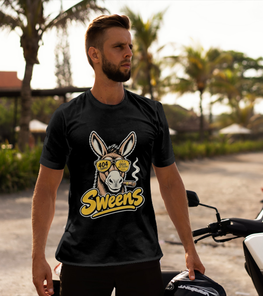 SweenS 404 Ideas Not Found Donkey Cigar Smoking Sunglasses T-Shirt