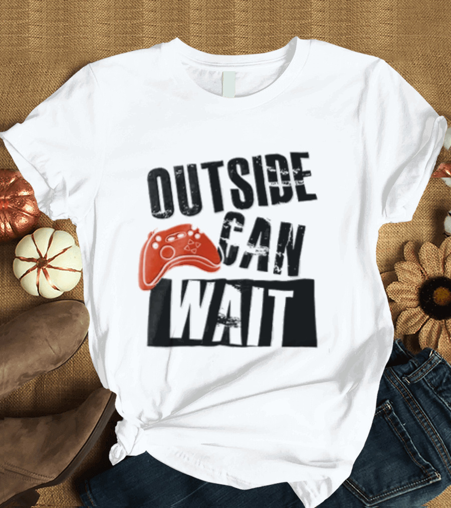 Outside Can Wait Video Game Controller T-Shirt