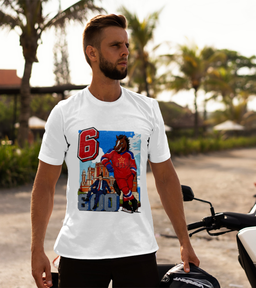 Valeri Kharlamov Cska Moscow KHL 6 800 Man In Suit With Stone Horse T-Shirt