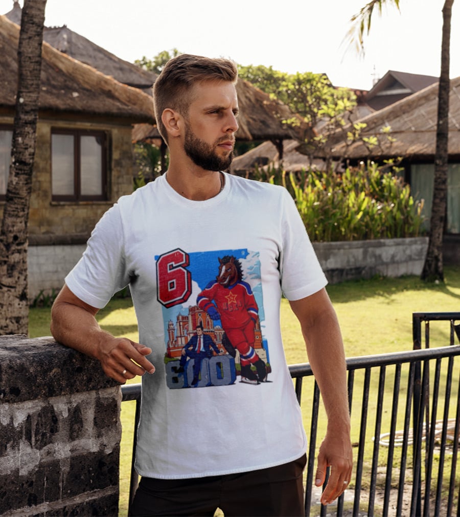 Valeri Kharlamov Cska Moscow KHL 6 800 Man In Suit With Stone Horse T-Shirt