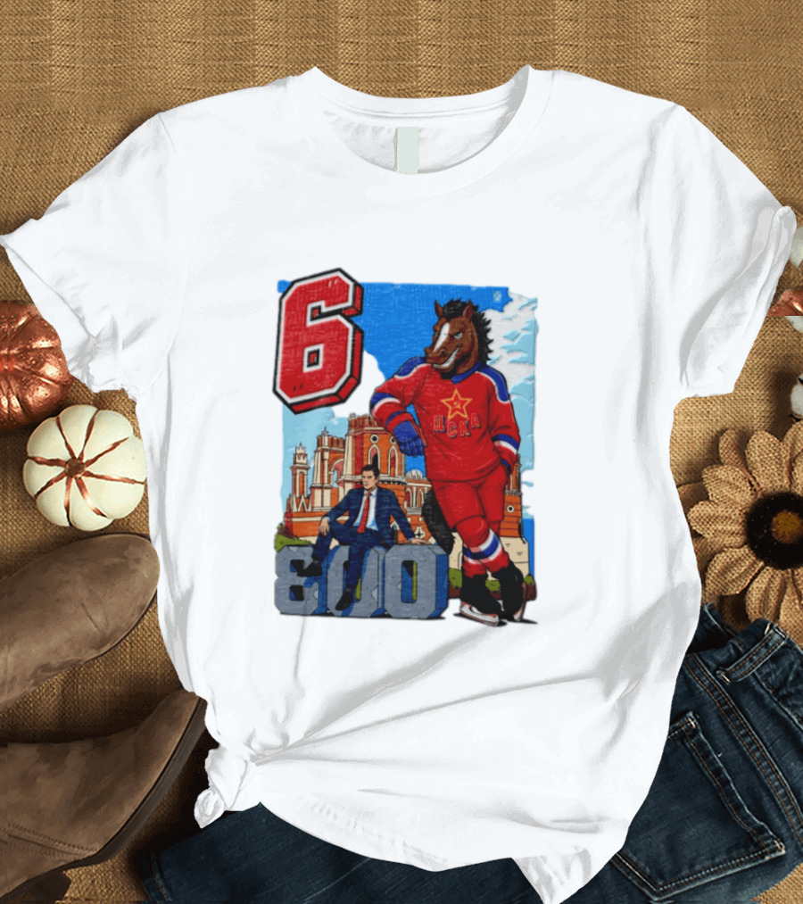 Valeri Kharlamov Cska Moscow KHL 6 800 Man In Suit With Stone Horse T-Shirt