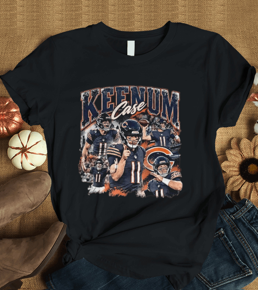 Case Keenum Chicago Bears 90s Bootleg Style Football Montage T-Shirt