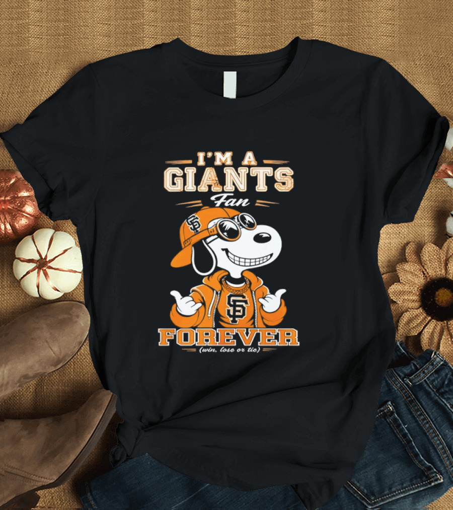Snoopy I'm A Giants Fan Forever San Francisco Peanuts Baseball T-Shirt