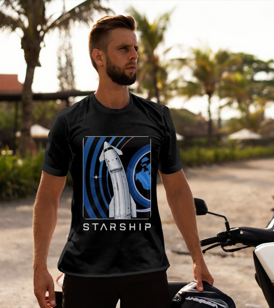 Starship Orbital Flight SpaceX Earth Trajectory T-Shirt