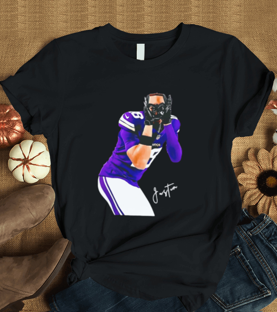 Justin Jefferson Signature Minnesota Vikings Football Player Pose T-Shirt