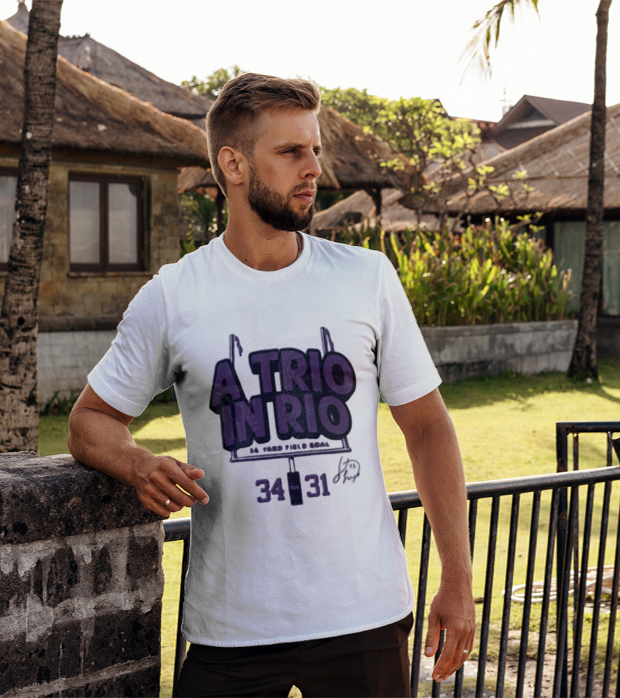 A Trio In Rio 34 31 Baltimore Ravens Victory Celebration T-Shirt