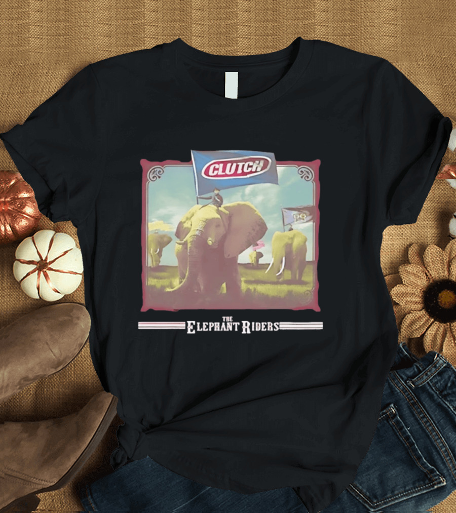 Clutch The Elephant Riders Alternative Metal Rock Music Elephant Banner T-Shirt
