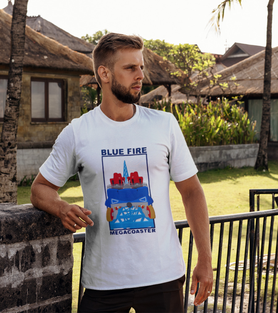 Blue Fire Megacoaster Roller Car T-Shirt
