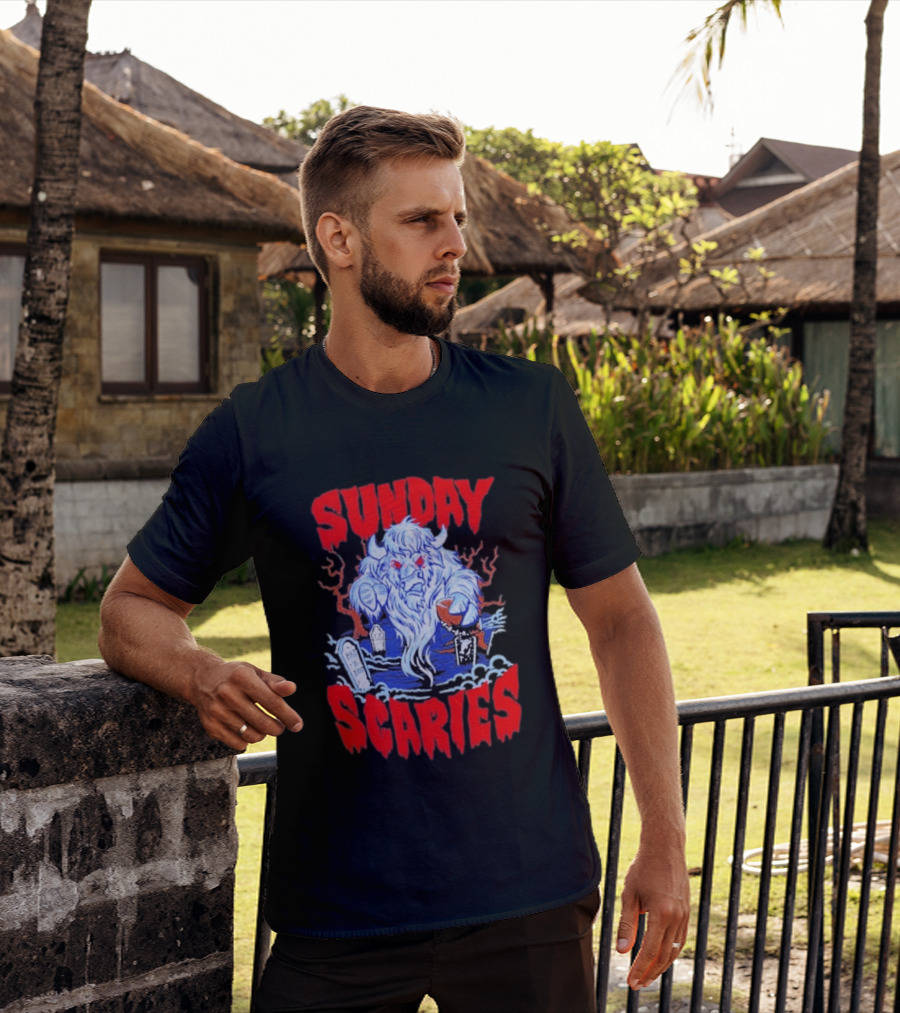 Sunday Scaries Buffalo Football Game Day Frights Lancaster Jeff Schmid T-Shirt