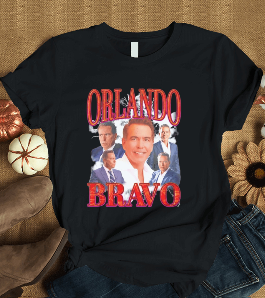 Orlando Bravo Red Text Multiple Portraits T-Shirt