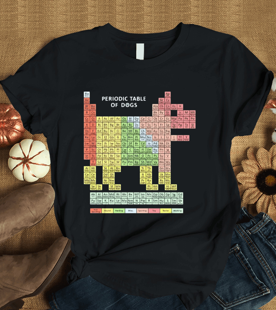 Periodic Table Of Dogs Breed Chart Non Sporting Hound Herding Misc Sporting Toy Terrier Working T-Shirt