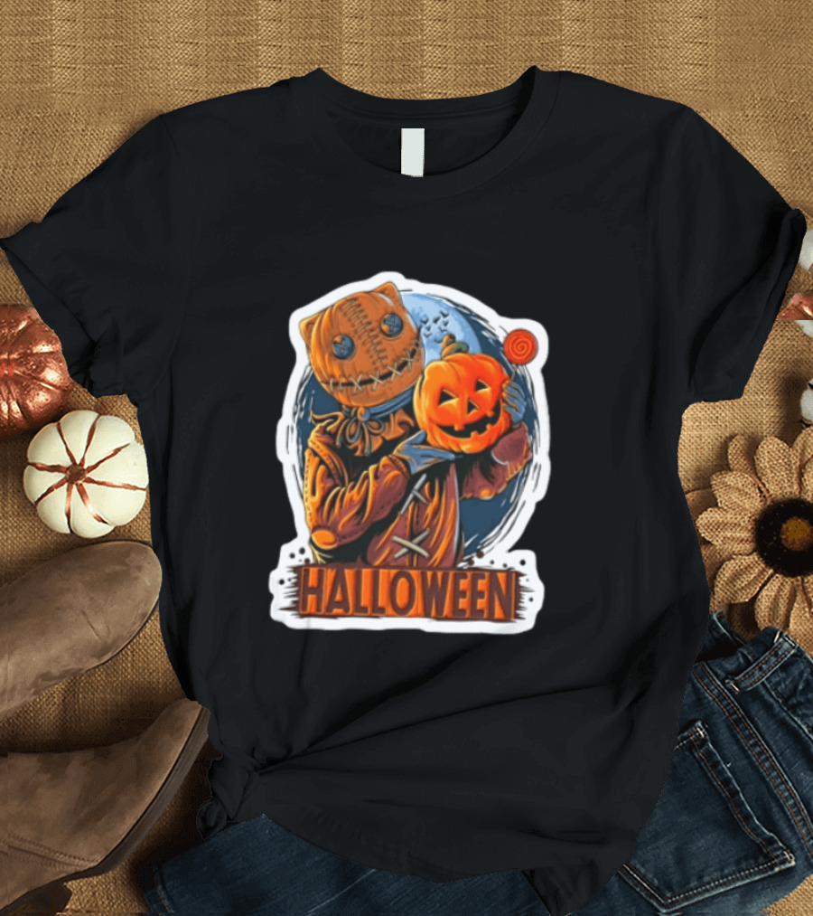 Halloween Sackman Pumpkin Lollipop Full Moon T-Shirt