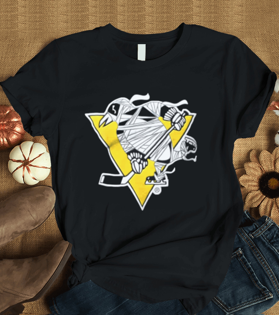 Pittsburgh Penguins Mummy Wrapped Hockey Stick Halloween 26 T-Shirt