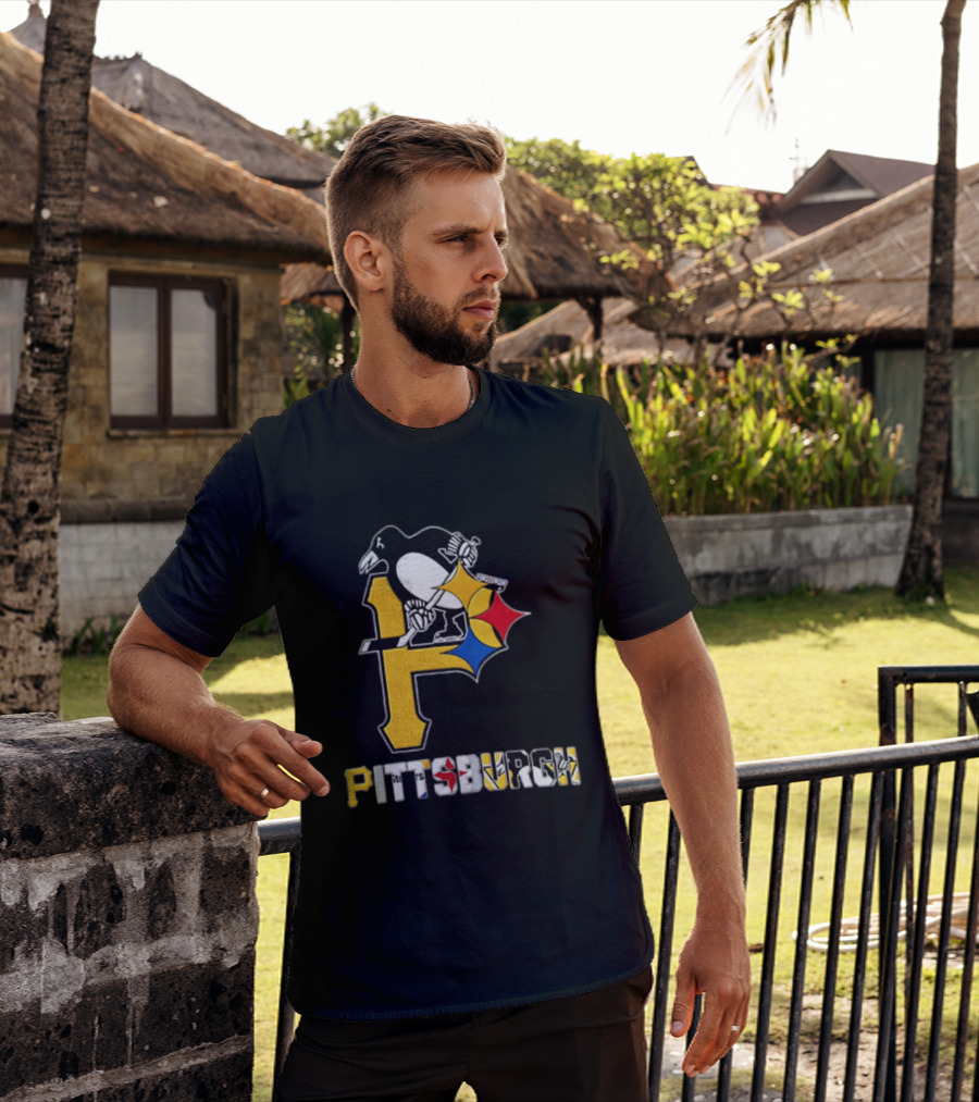 Pittsburgh Penguins Steelers P Logo Sport Map Iconic Team T-Shirt