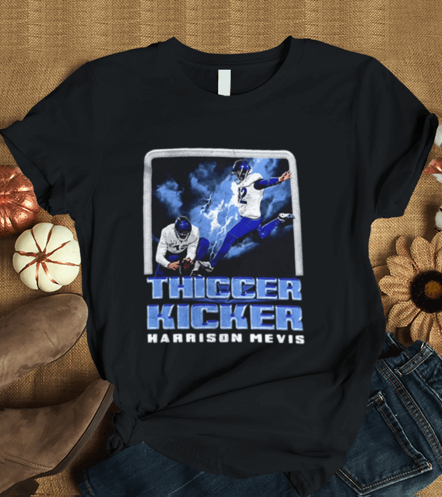 Harrison Mevis Thiccer Kicker Football Action And Lightning T-Shirt