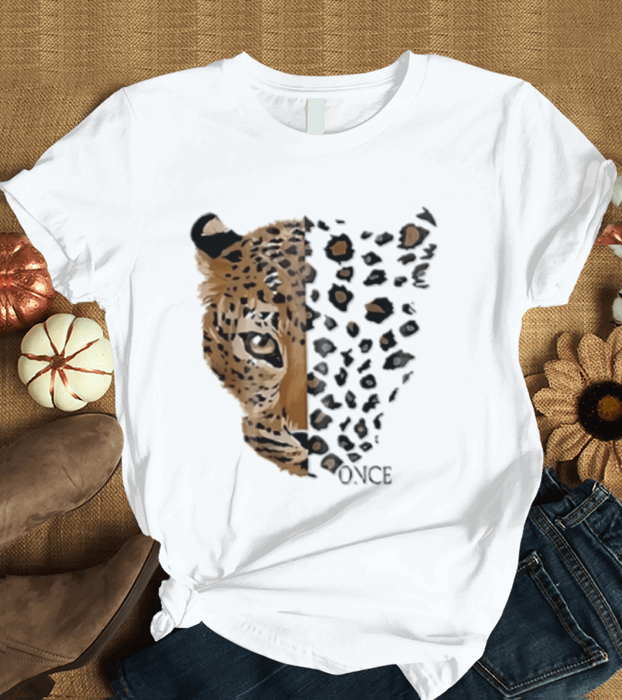 Once Leopard Face Half Animal Half Spots T-Shirt