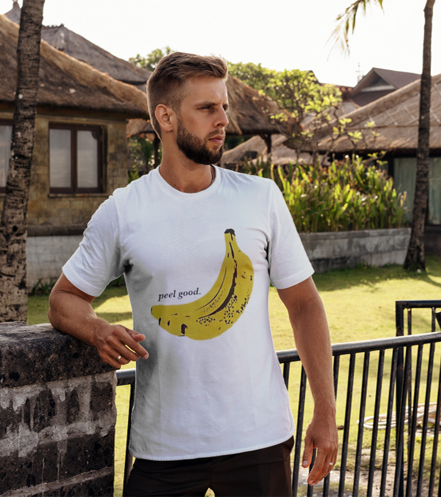 Peel Good Banana Fruit Minimalist Yellow T-Shirt