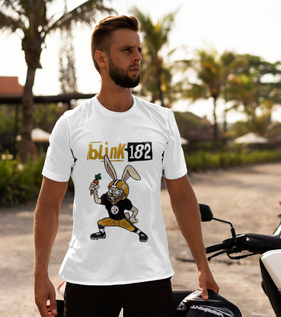 Blink 182 Pittsburgh Steelers Rabbit Football T-Shirt