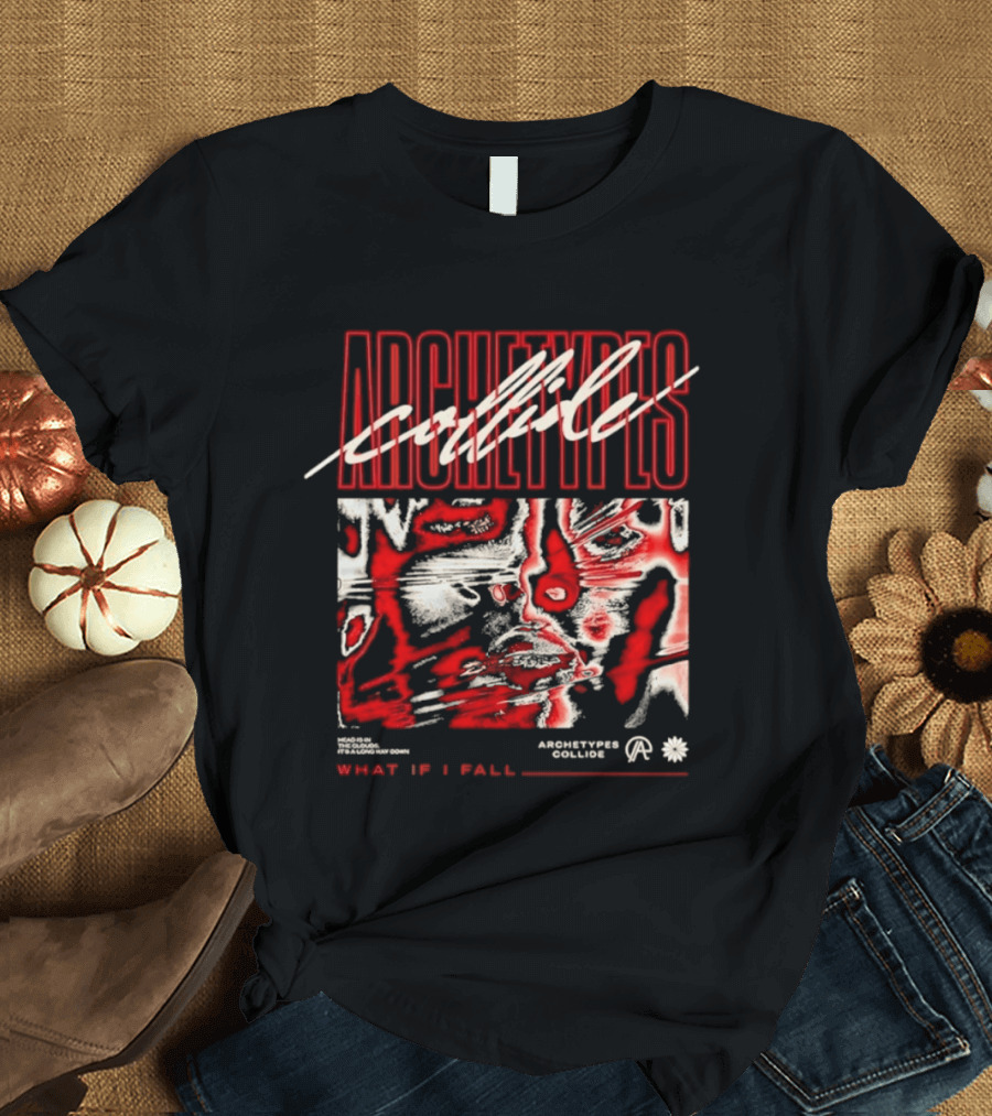 Archetypes Collide What If I Fall Head Is In The Clouds Abstract Red Faces T-Shirt