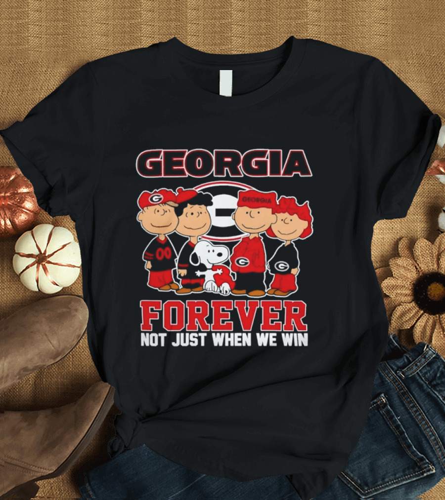 Georgia Bulldogs Peanuts Forever Not Just When We Win Snoopy Woodstock T-Shirt