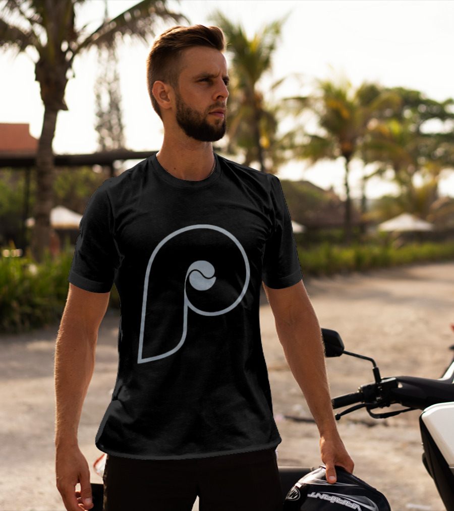 Philadelphia Phillies Distressed Black Retro MLB T-Shirt