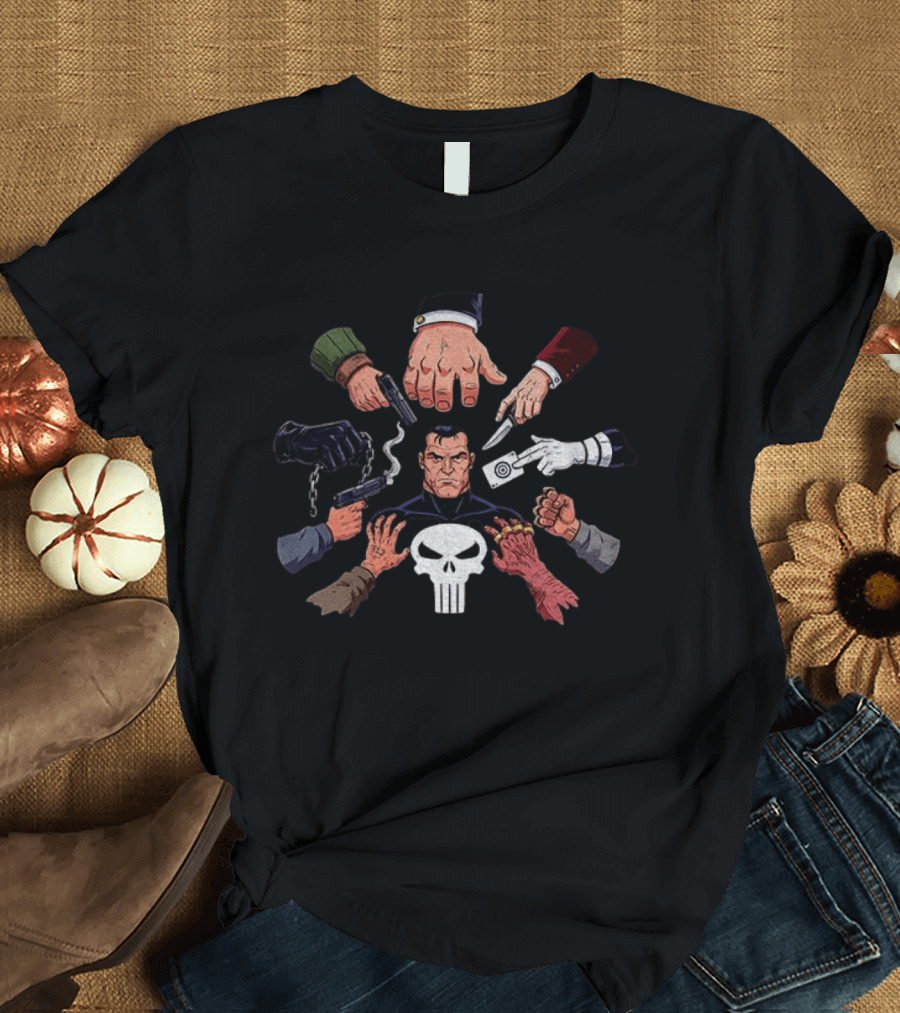 Punisher John Wick Crossover With Weapons And Skull T-Shirt