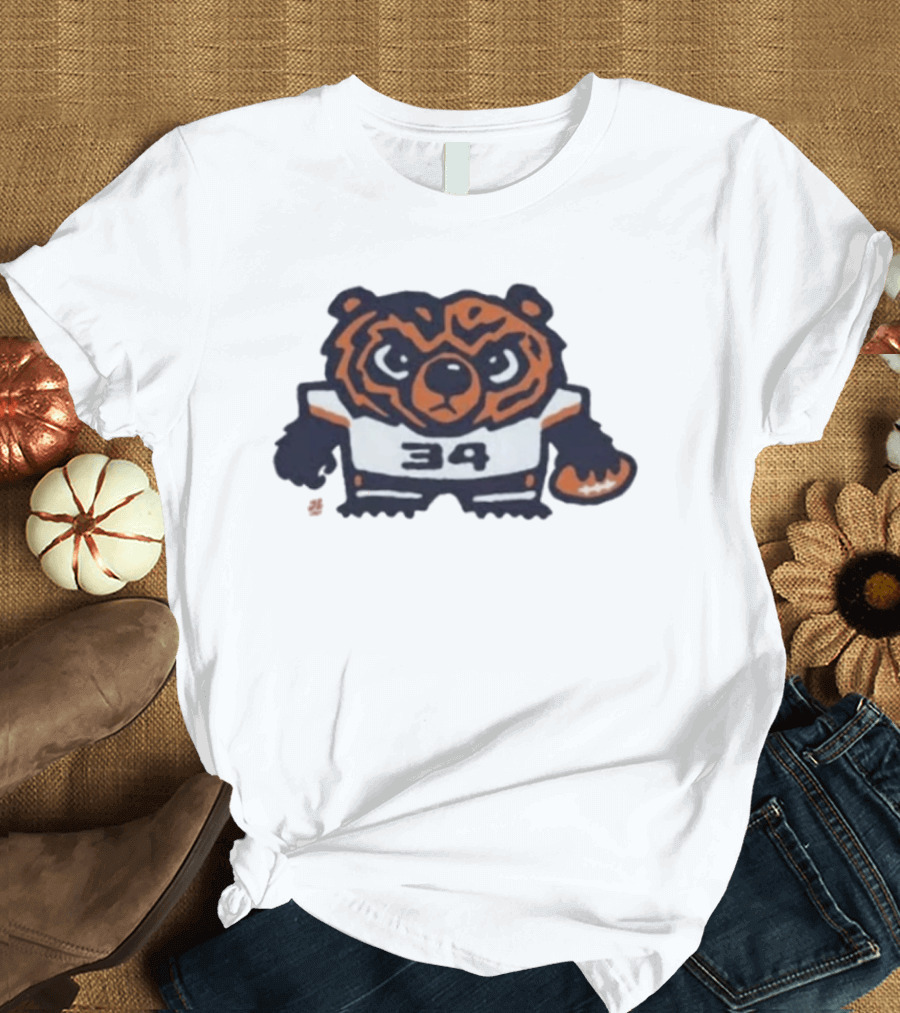 Chicago Bears Number 34 Bear Holding Football T-Shirt