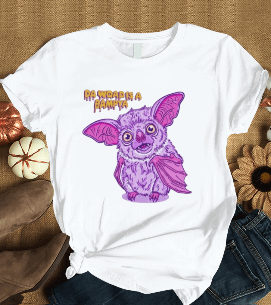 Da Woad Is A Bampya Purple Bat Vampire Cartoon T-Shirt