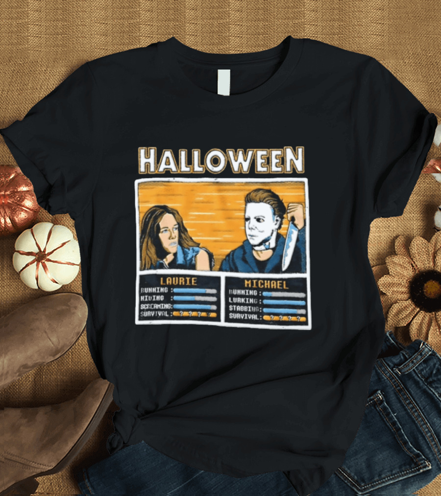 Halloween Laurie Michael Jamie Lee Curtis Michael Myers Stats Survival Horror T-Shirt