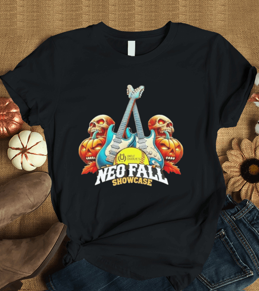 Uncle Charlie's NEO Fall Showcase Softball 2026 Halloween Guitar Skulls Pumpkins T-Shirt